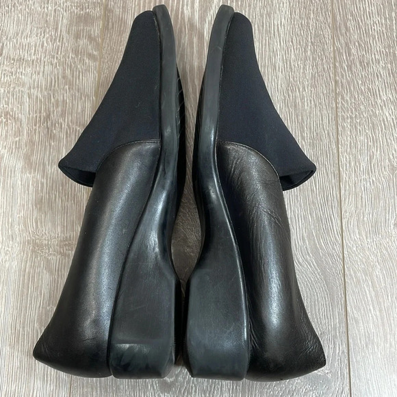 Aerosoles Black Leather Wedge Heel Slip On Loafers 8.5M - Picture 11 of 16